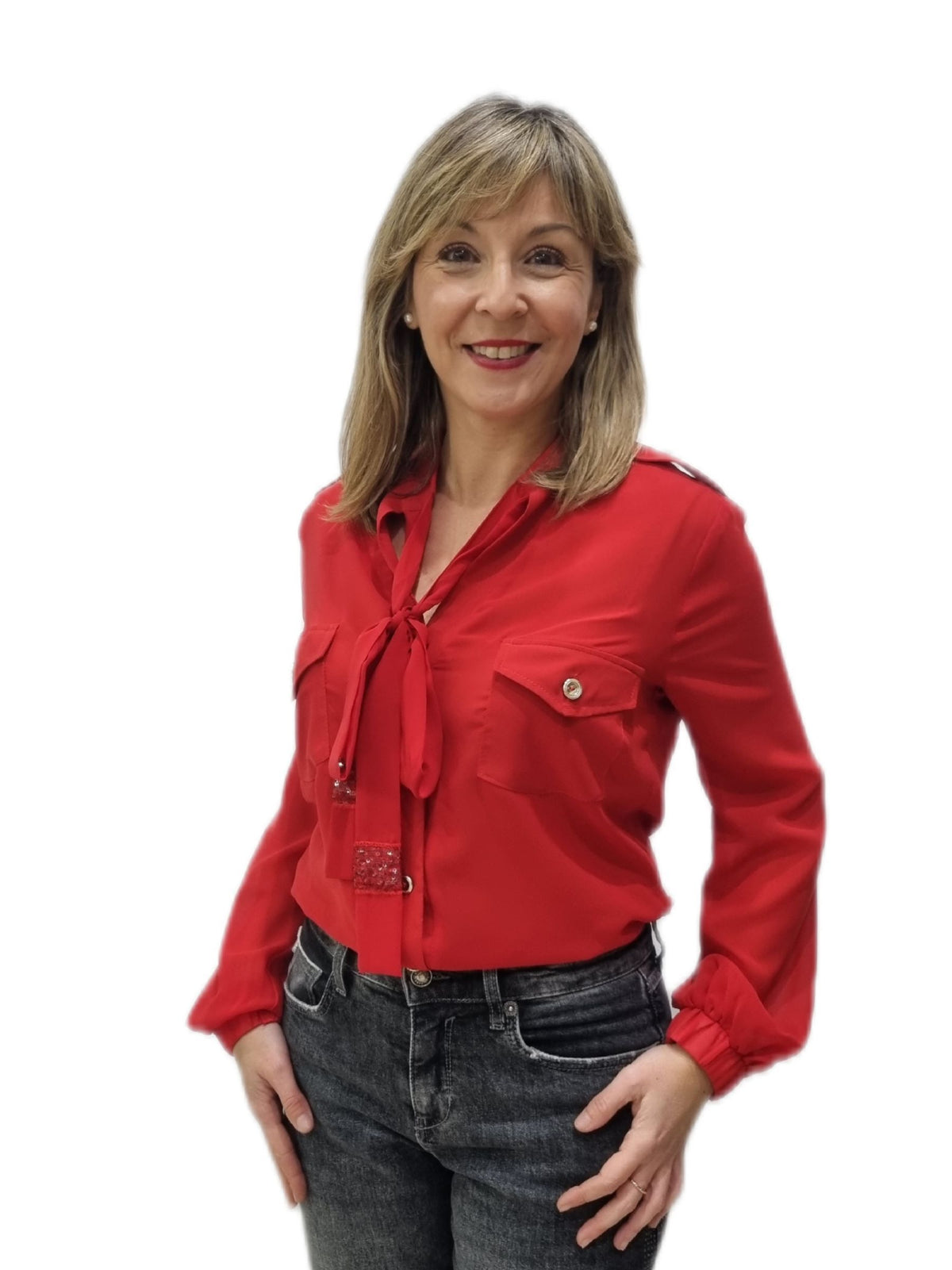 Camisa Gasa Roja Di Lora