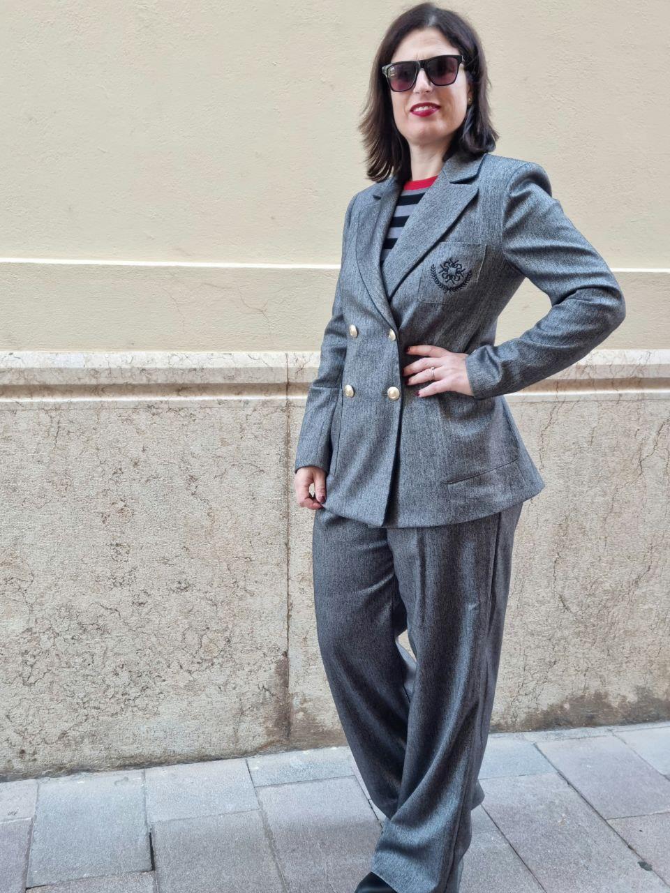 Pantalón Ancho Rinascimento Gris Espiga.