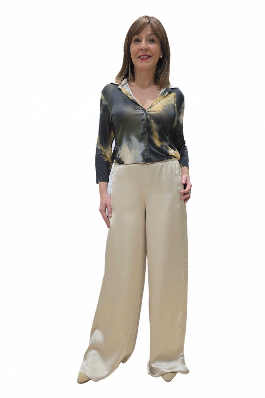 Pantalón Ancho MAC Coralie Beige