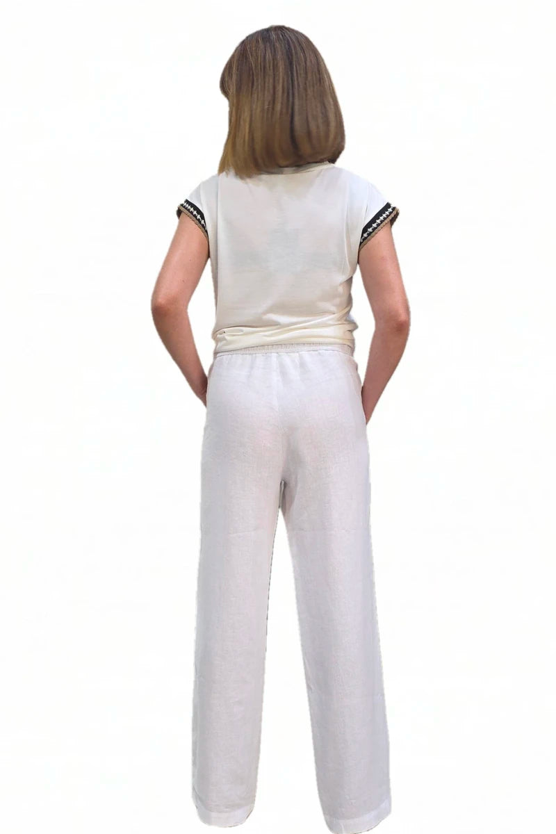 Pantalón Blanco de Lino Trovels