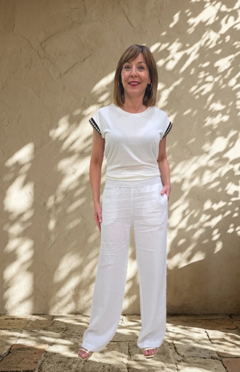Pantalón Blanco de Lino Trovels