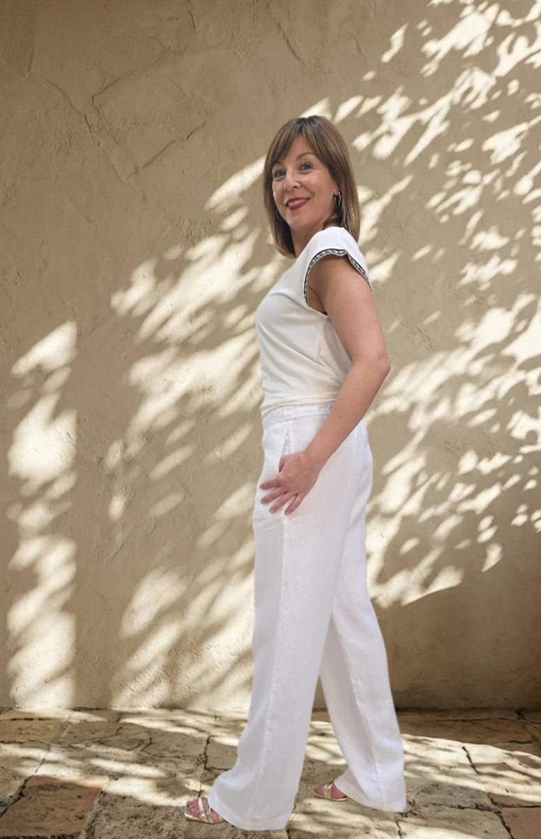 Pantalón Blanco de Lino Trovels