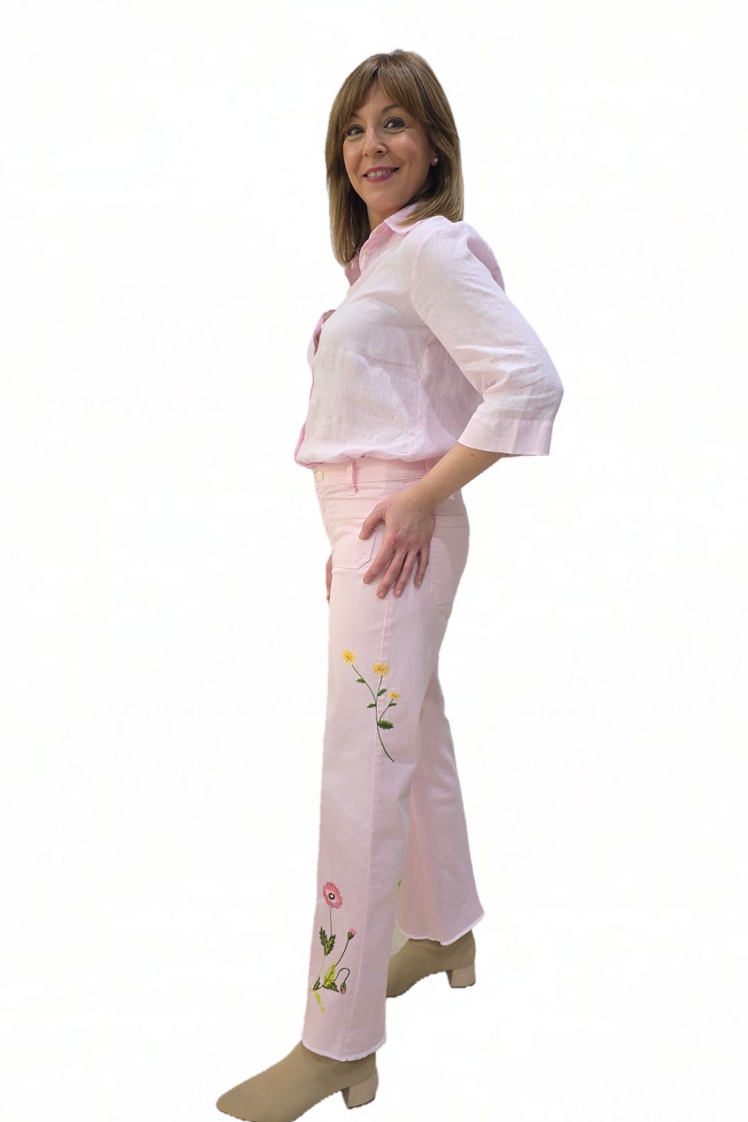 Pantalón Bordado Cambio Tess Pocket Cropped