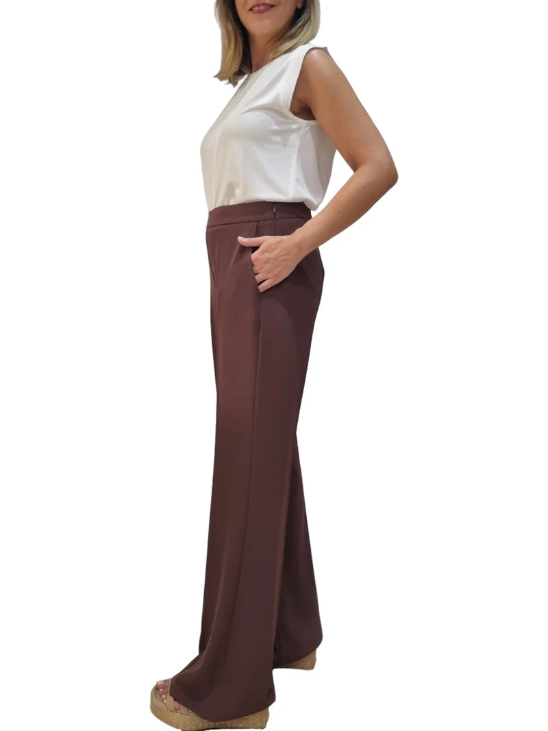 Pantalón Fluido Chocolate Rinascimento