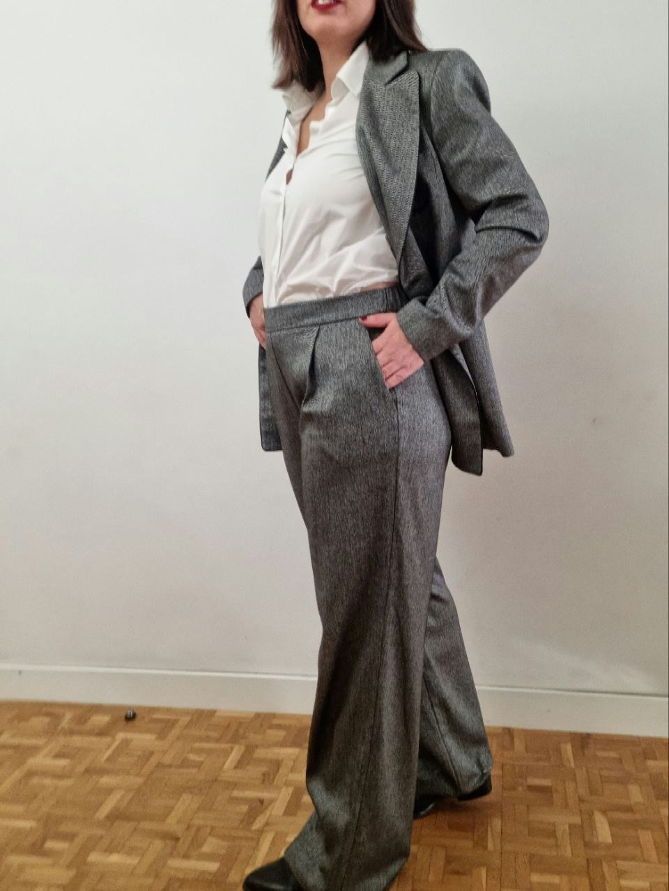 Pantalón Ancho Rinascimento Gris Espiga.