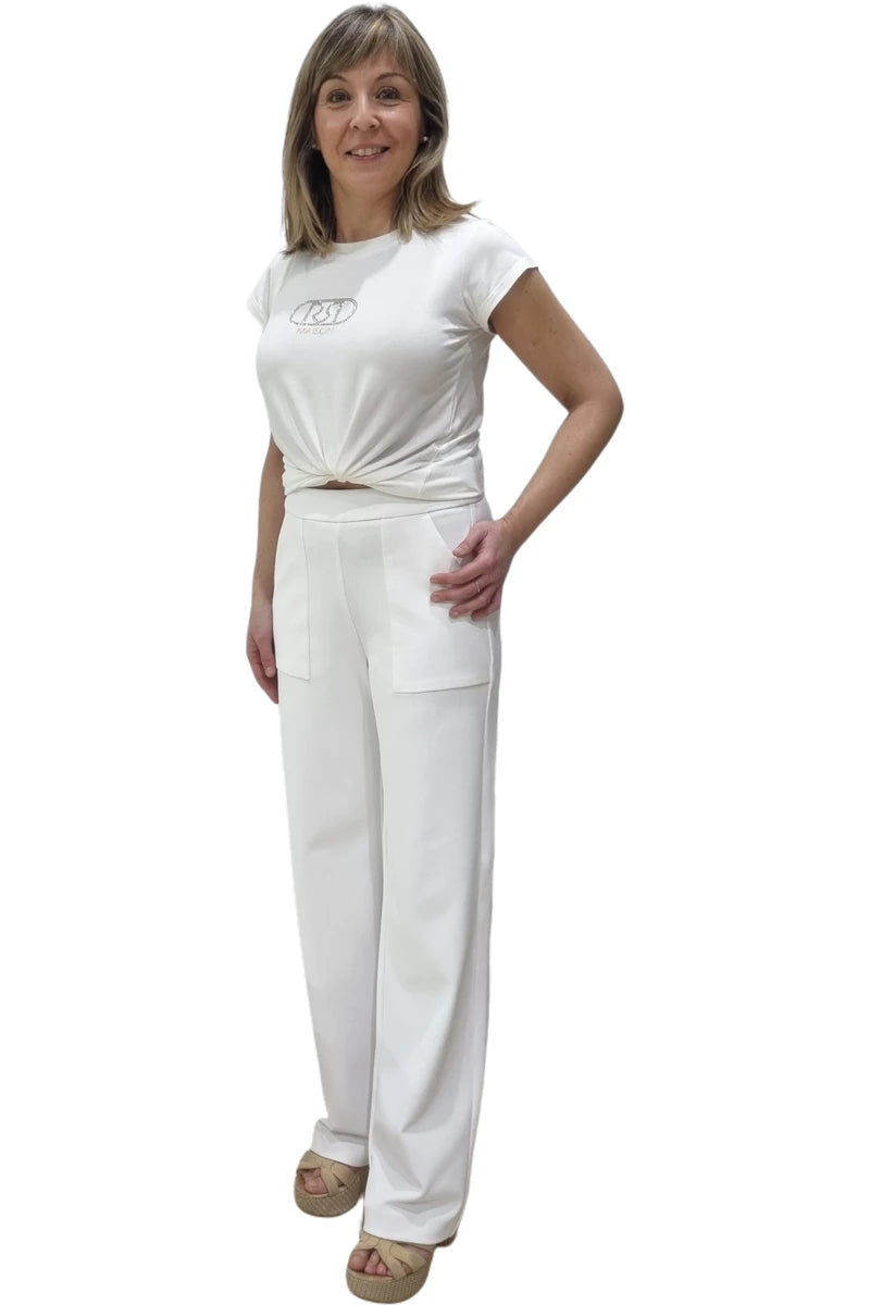 Pantalón Blanco MAC Wideleg Jump