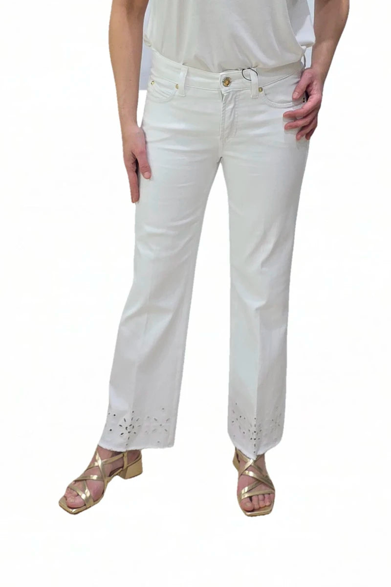 Pantalón Cambio Francesca Troquelado Blanco