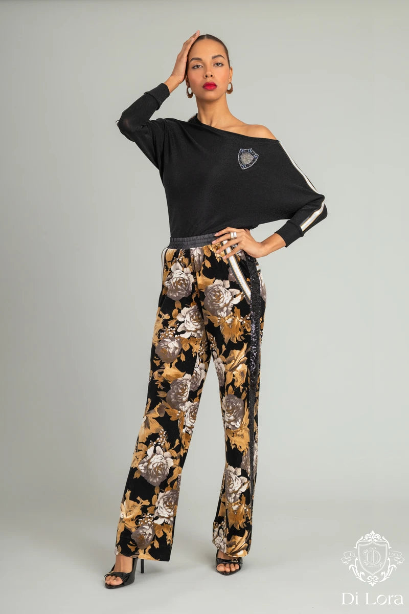 Pantalón Velvet Print Floral Di Lora