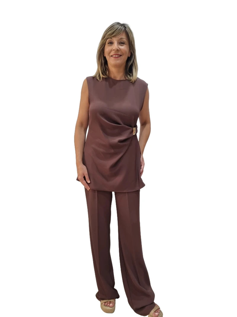 Pantalón Fluido Chocolate Rinascimento