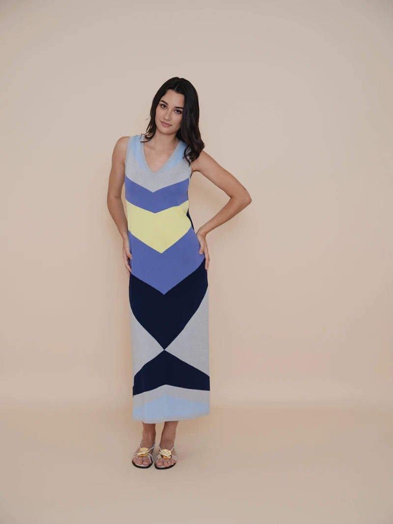 Vestido Intarsia Plata WNT