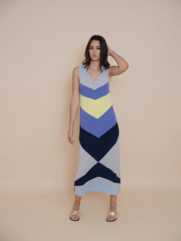 Vestido Intarsia Plata WNT