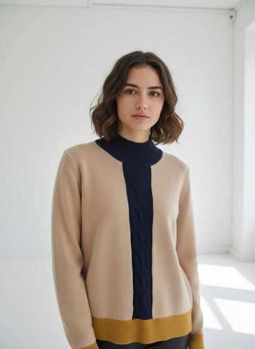 Jersey WNT Franja Trenzada Beige Marino