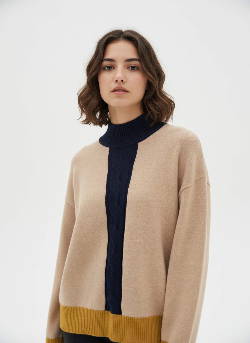 Jersey WNT Franja Trenzada Beige Marino
