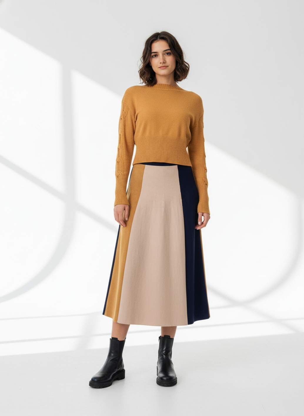 Falda WNT Midi Punto Bloques Color
