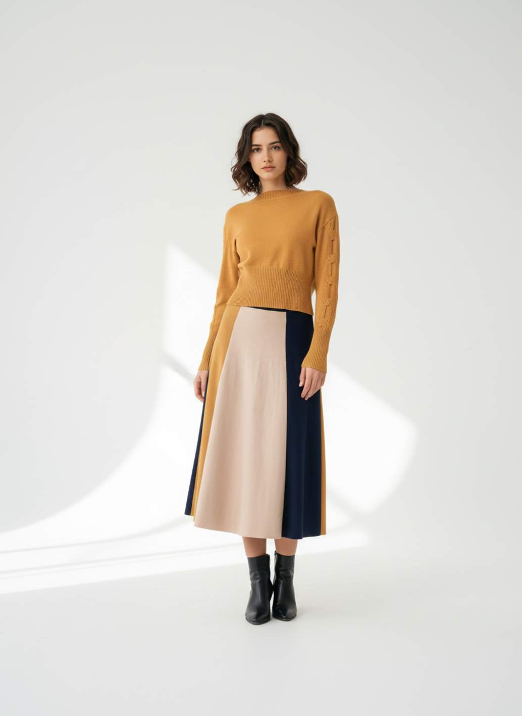 Falda WNT Midi Punto Bloques Color