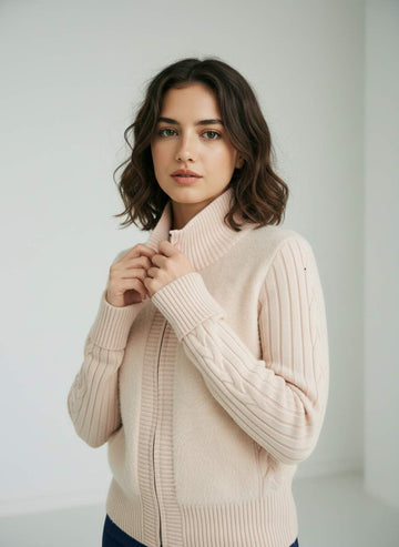 Chaqueta WNT Cremallera Trenzada Beige