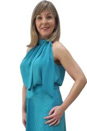 Top Gasa Georgette Oky Turquesa