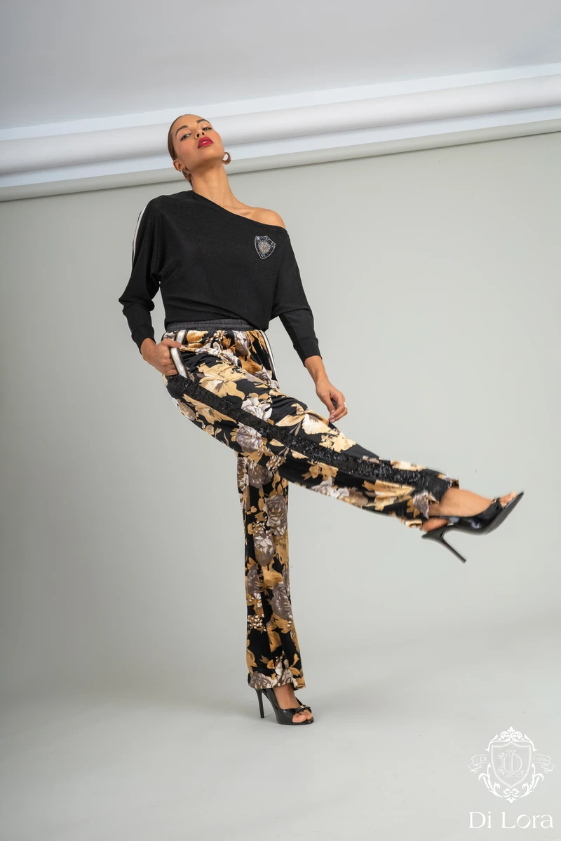 Pantalón Velvet Print Floral Di Lora - Imagen 3