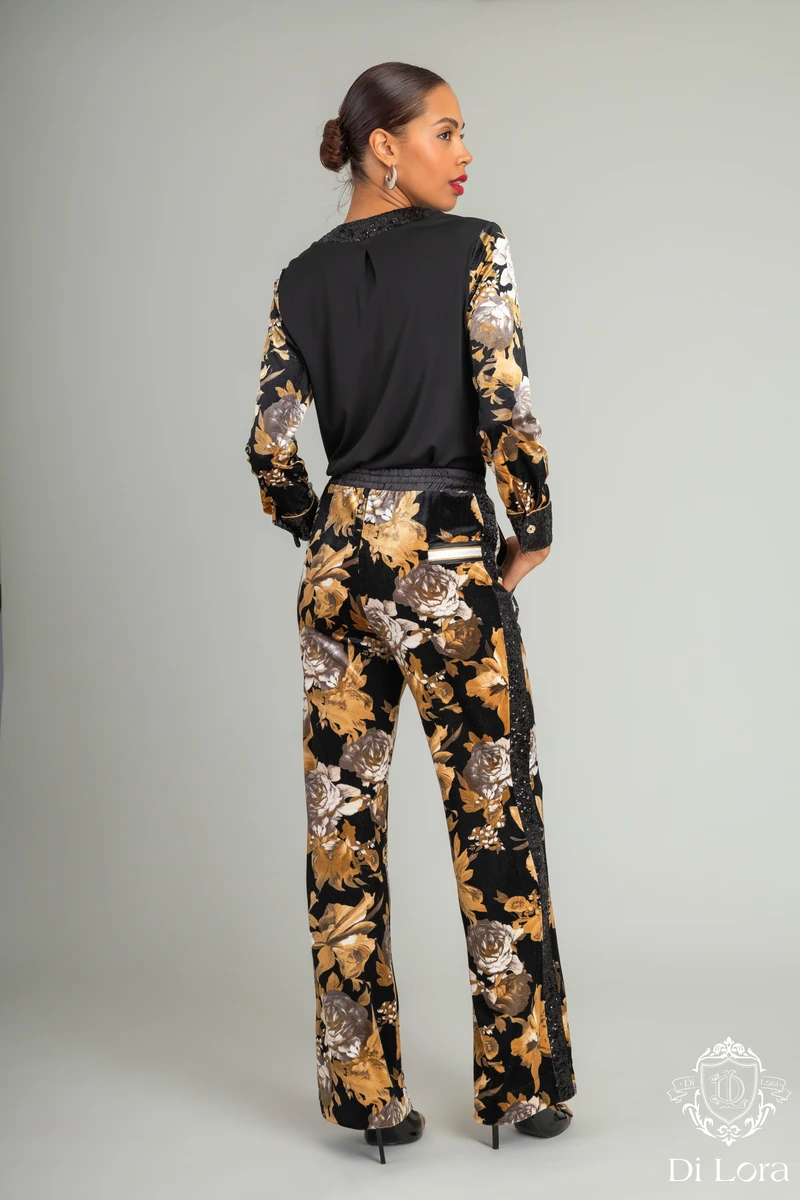 Pantalón Velvet Print Floral Di Lora - Imagen 4