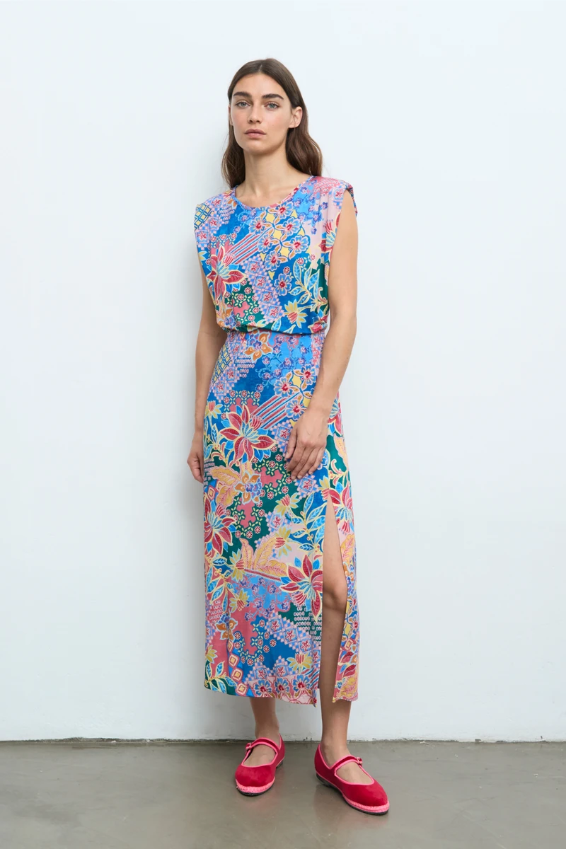Vestido Estampado Azul Aldo Martins