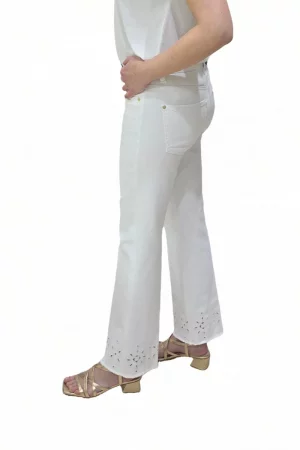 Pantalón Cambio Francesca Troquelado Blanco
