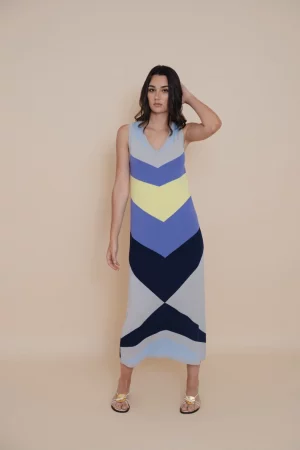 Vestido Intarsia Plata WNT