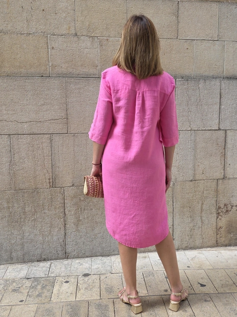 Vestido Lino fucsia Trovels - Imagen 3