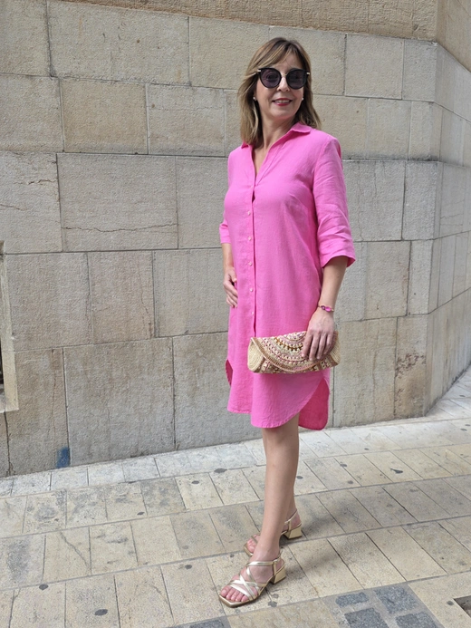 Vestido Lino fucsia Trovels